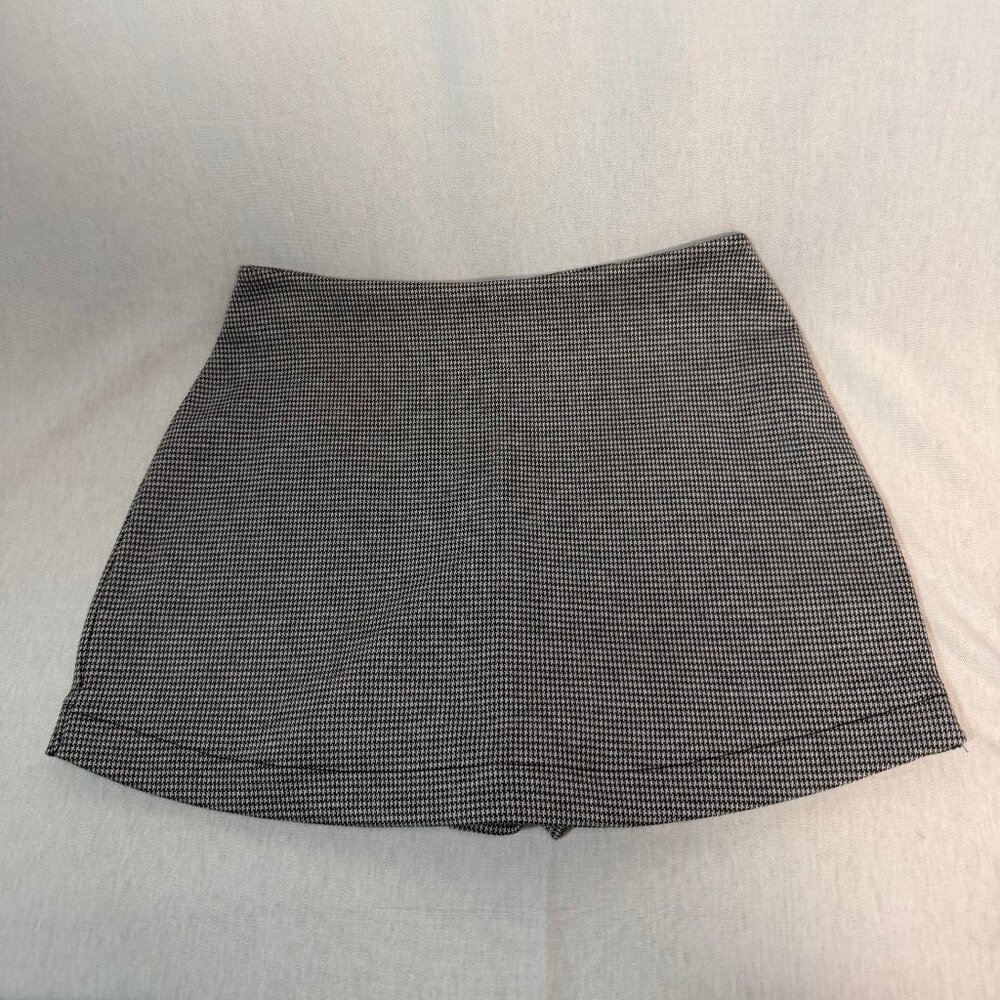 Academia Houndstooth Skort S Black White Flat Front Preppy